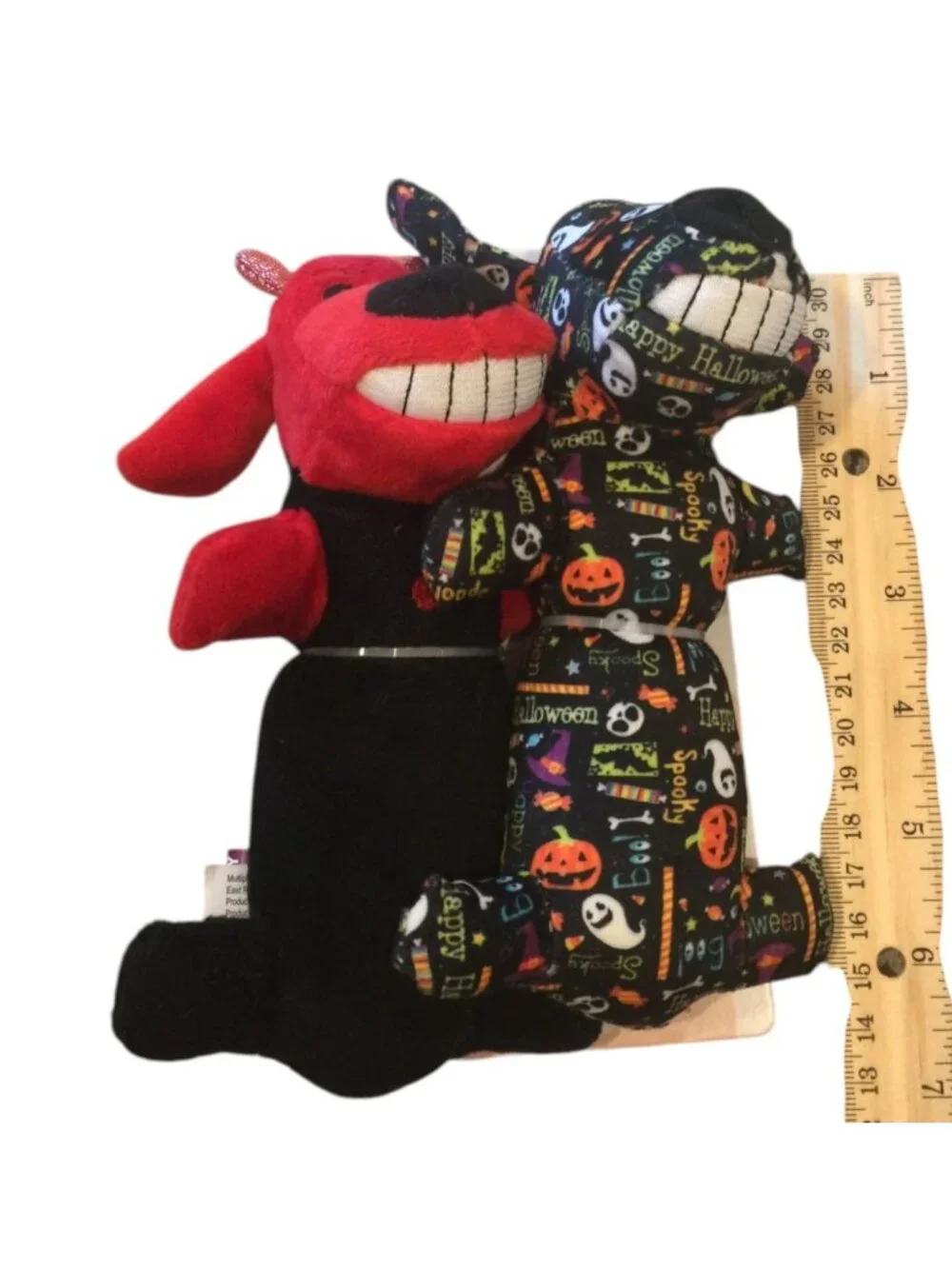 Halloween Multipet Dog Character Devil Spooky Plush Dog Toys Set of 2 Squeak